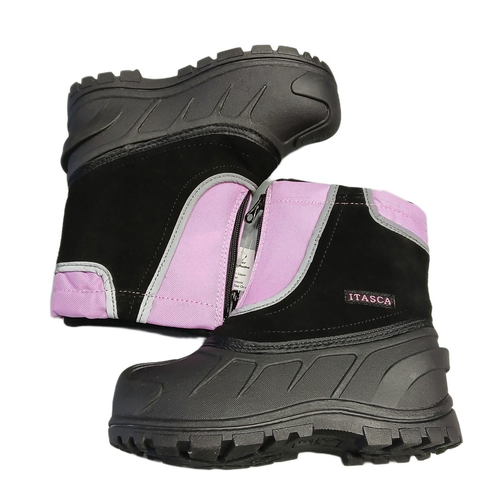 Itasca Snow Stomper Pac Boots Girls Size 13 Multi Leather Removable Liner Zip Up